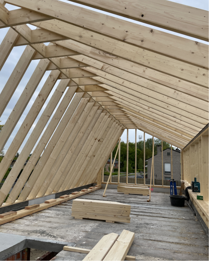 Timmerwerken | hout skeletbouw | dakconstructie | poolhouse